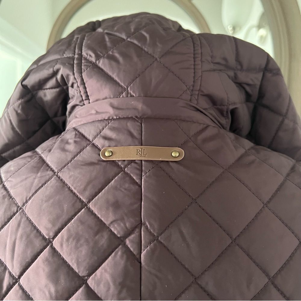 Lauren Ralph Lauren Faux-Leather-Trim Hooded Quilted Coat, Size S New w/Tag - Picture 9 of 16